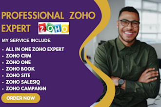set up zoho CRM, desk, books, zoho campaigns, zoho forms zoho sites zoho recruit