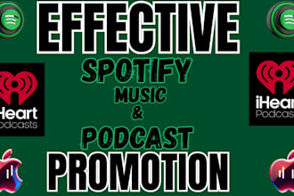 do podcast promotion, spotify music promotion to increase listener and downloads
