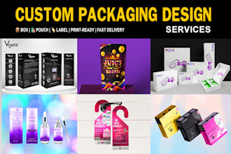 design custom product packaging, amazon boxes, labels, and pouches