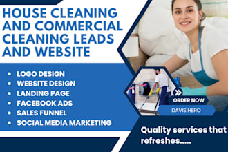 generate house, commercial cleaning leads via facebook ads cleaning website