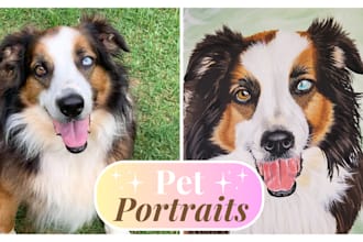 paint an original hand painted portrait of your dog