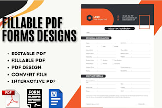 design, create editable fillable pdf, word document, pdf form, adobe sign