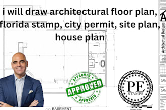 draw architectural floor plan, florida stamp, city permit, site plan, house plan
