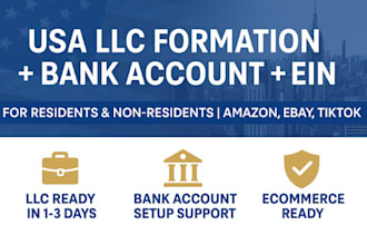 do US llc formation, obtain ein, itin, tax filing, USA banks, proof of address
