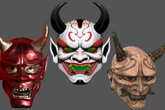 sculpt 3d mask, cosplay mask kabuki mask, kitsune mask japanese oni mask