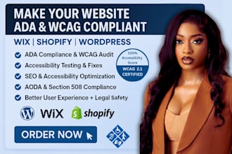 do your wix, shopify, wordpress wcag aoda ada compliance with code fixes audit
