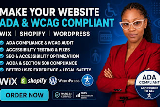 do your wix, shopify, wordpress wcag aoda ada compliance with code fixes audit