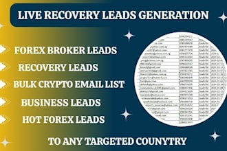 generate HQ converted forex leads focus on forex recovery for any target country
