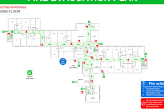 design 3d fire emergency evacuation plan, map or diagram