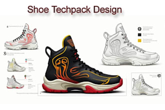 design fashion tech pack, shoe design techpack, clothing techpack for production