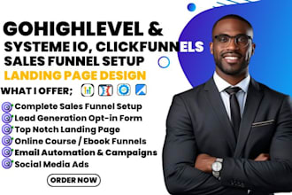 build sales funnel in gohighlevel systeme io clickfunnels kajabi landing page