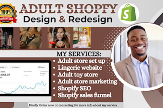 design 7 figure adult shopify store, lingerie adult toy store, adult store seo