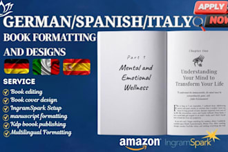 design, format german book, spanish book, manuscript formatting, italian ebook