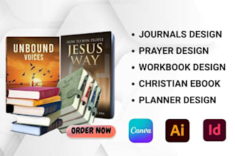 design journals, prayer books, workbooks, christian ebooks, and planners