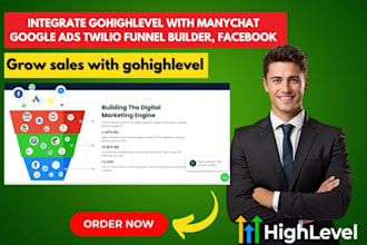integrate gohighlevel with manychat google ads twilio funnel builder, facebook