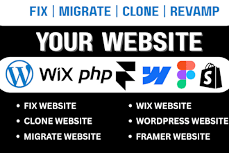 design, redesign, transfer, migrate, wordpress, wix, webflow, framer website