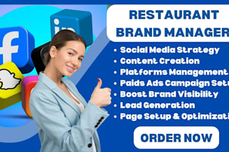 be your food restaurant brand social media marketing manager content creator