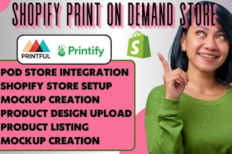 setup print on demand create trendy bulk t shirt designs for printify, printful