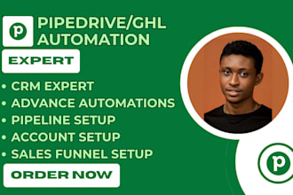 setup pipedrive CRM, gohighlevel automation workflow madecom