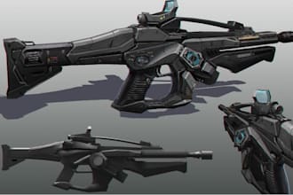 create 3d realistic sci fi gun, uv unwrap games, cgi ren, shotgun gun model,uefn