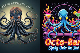 create mascot vintage octopus logo
