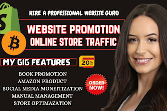 promote crypto website, amazon products, online store, book, to increase traffic