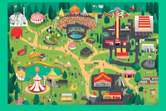 create vector map, city map, site map, event map in illustrator