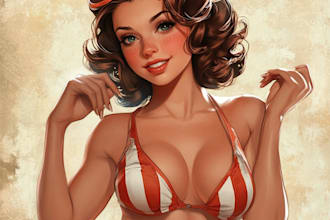 pin up girl and pin up girl illustration