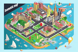 draw high quality vector or isometric map illustrations