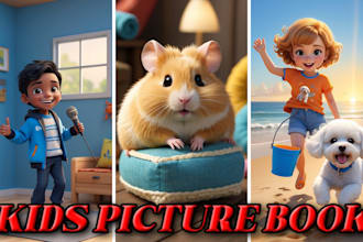 do children story book illustration, children picture book design