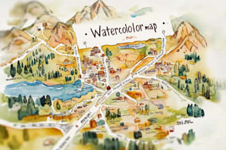 create a detailed watercolor map illustration of your city