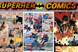 draw superhero comic art action comics marvel cartoon character for you