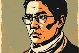create a portrait drawing linocut based on your request