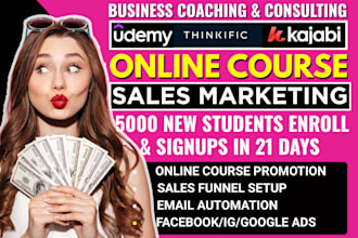 do udemy course promotion, kajabi coaching course, consultants thinkific sales