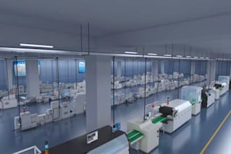 do 3d factory design, cgi factory rendering, 3d warehouse design, storage space