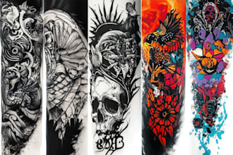 draw custom tattoo design realistic, full sleeve tattoo artist