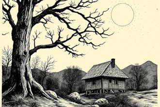 engraving linocut style digital drawing art