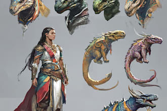 design professional dragon logo dungeons and monster or illustration