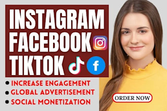 setup tiktok shop,ig,facebook page promotion,tiktok monetization