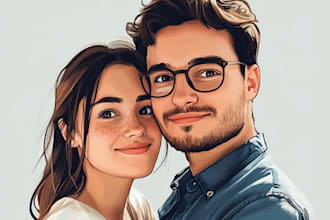 make you anime couple art portrait