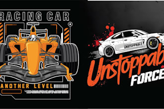 design hand drawn t shirt racing car logo