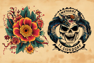 create any design in traditional tattoo or old school style