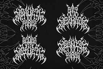 draw asymmetrical metal brutal logo design