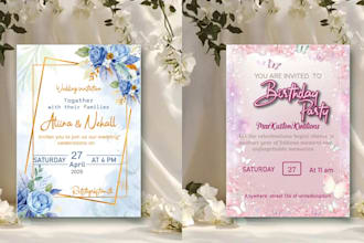 design wedding invitation, birthday card, greeting card and party invitation