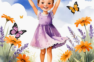 illustrate watercolor children story book illustration, picture book