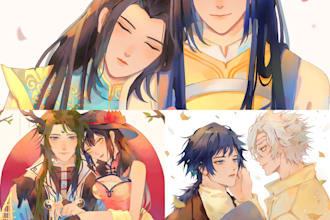 draw you fanart, couple, or original character in anime