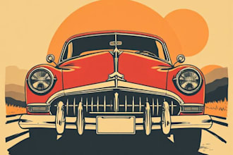 design vintage retro illustration for car clothing