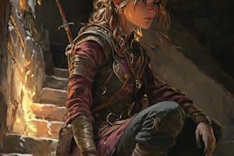 raw a dnd character art and dnd character illustration
