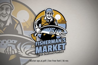 design high quality fisherman fishing vintage logo
