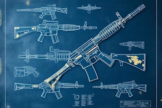 design weapons or any military type blueprints or wall posters